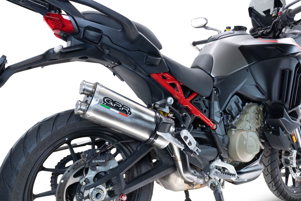 Exhaust compatible with Ducati Multistrada V4 Rally 2023-2024, Dual Inox, Slip-on exhaust including removable db killer and link pipe, EPA-compliant 
