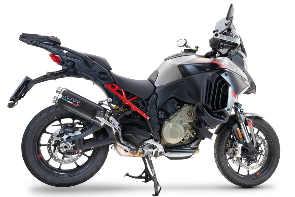 Exhaust compatible with Ducati Multistrada V4 Rally 2023-2024, Dual Poppy, Slip-on exhaust including removable db killer and link pipe, EPA-compliant 