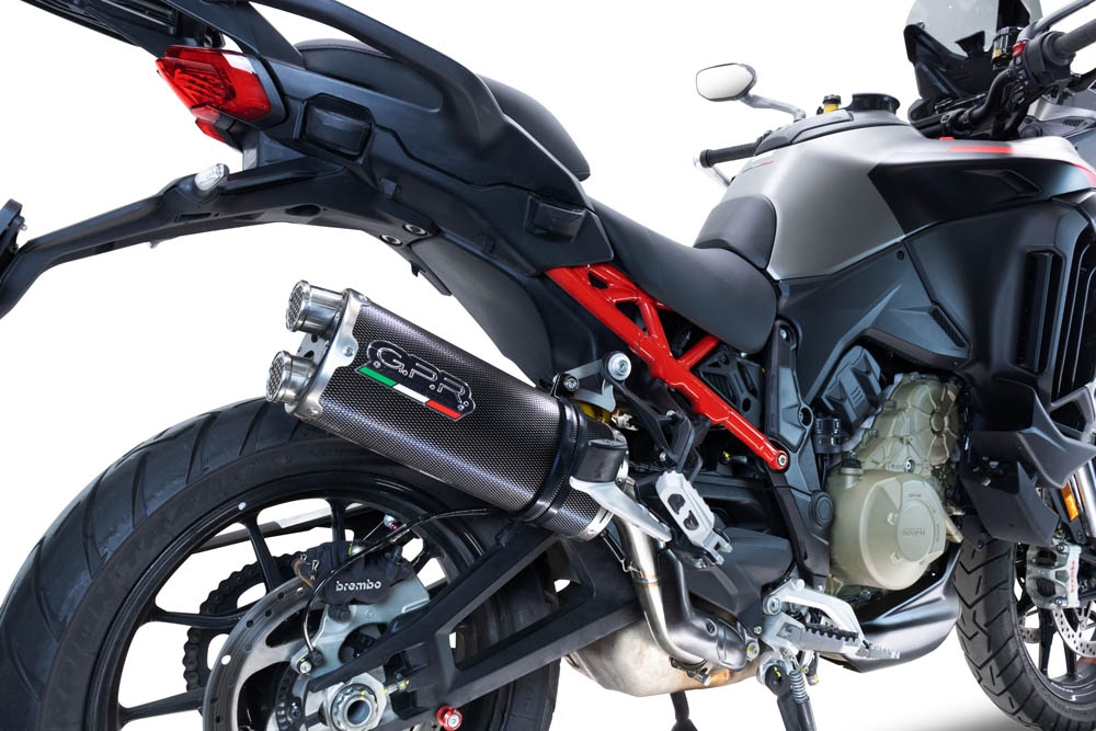 Exhaust compatible with Ducati Multistrada V4 Rally 2023-2024, Dual Poppy, Slip-on exhaust including removable db killer and link pipe, EPA-compliant 