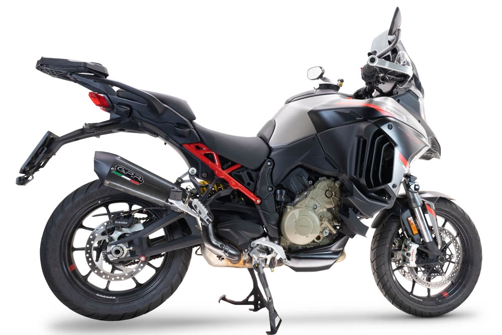 Exhaust compatible with Ducati Multistrada V4 Grand Tour 2024-2025, GP Evo4 Poppy, Slip-on exhaust including removable db killer and link pipe 