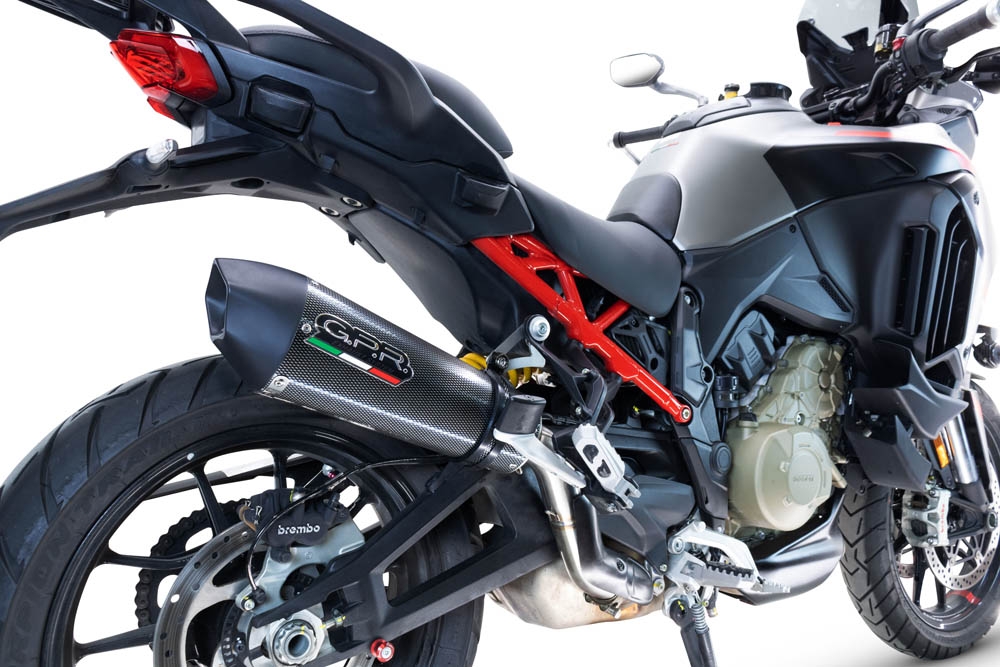 Exhaust compatible with Ducati Multistrada V4 Grand Tour 2024-2025, GP Evo4 Poppy, Slip-on exhaust including removable db killer and link pipe 