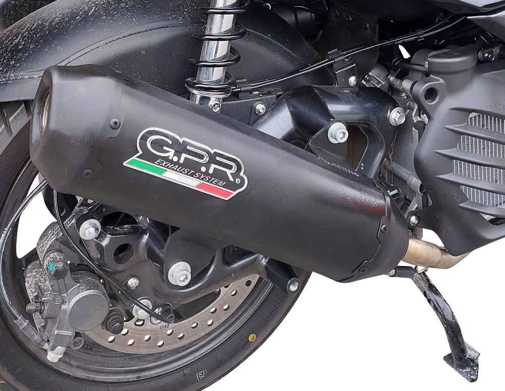 Exhaust compatible with Bmw C400X / C400GT 2021-2024, Pentaroad Black, Slip-on exhaust including link pipe and removable db killer 