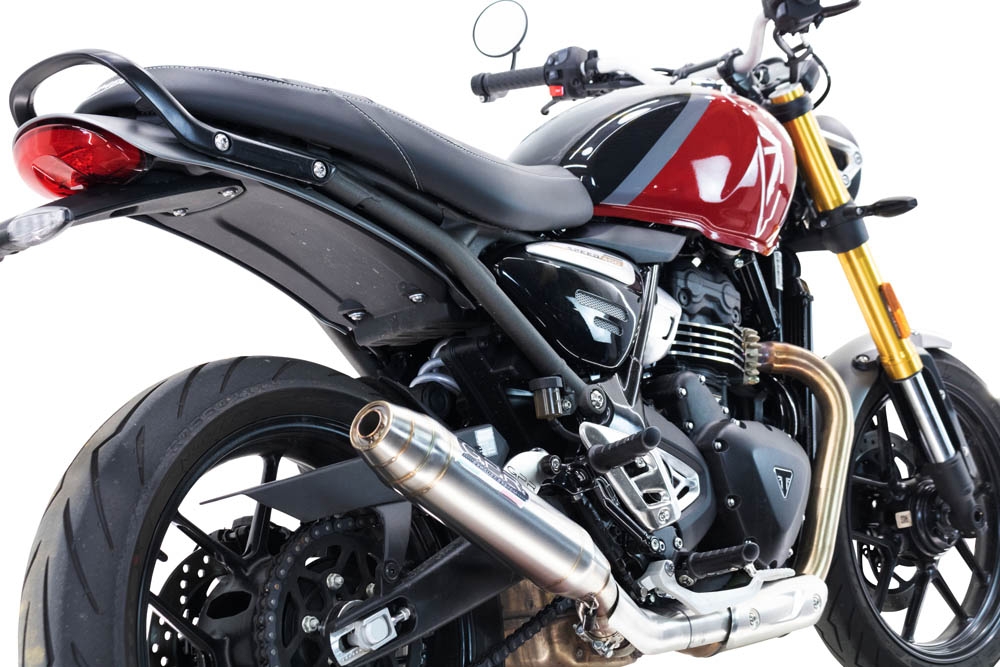 Exhaust compatible with Triumph Speed 400 2023-2025, Deeptone Inox, Slip-on exhaust including removable db killer and link pipe 