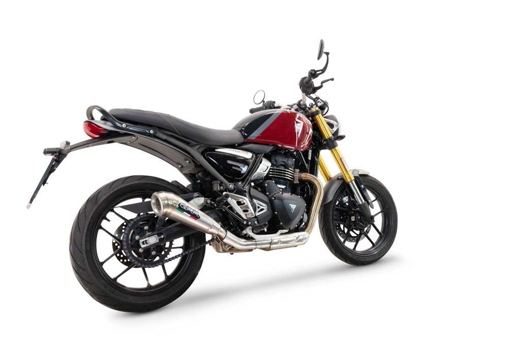 Exhaust compatible with Triumph Speed 400 2023-2025, Powercone Evo, Slip-on exhaust including removable db killer and link pipe 