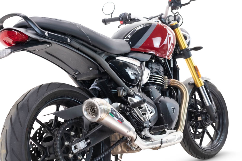 Exhaust compatible with Triumph Speed 400 2023-2025, Powercone Evo, Slip-on exhaust including removable db killer and link pipe 