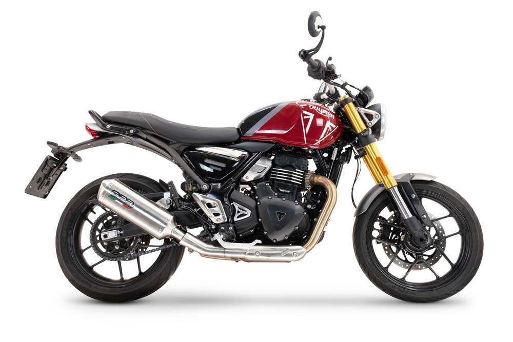 Exhaust compatible with Triumph Speed 400 2023-2025, Satinox , Slip-on exhaust including removable db killer and link pipe 