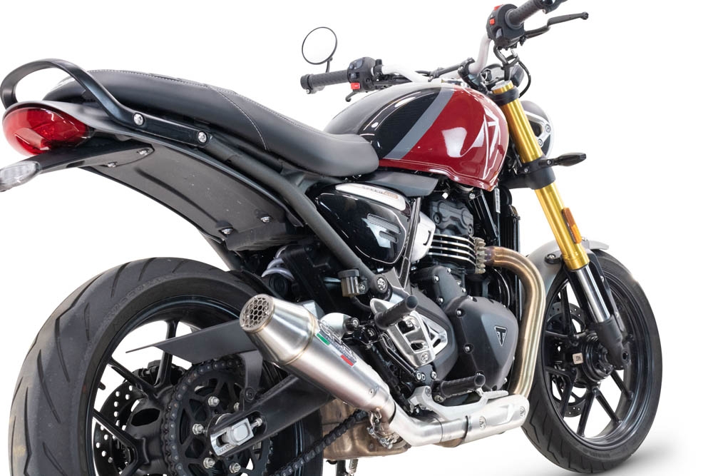 Exhaust compatible with Triumph Speed 400 2023-2025, Ultracone, Slip-on exhaust including removable db killer and link pipe 