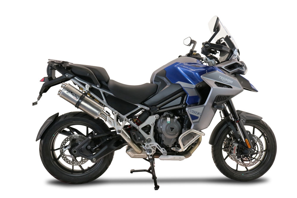 Exhaust compatible with Triumph Tiger 1200 Gt - Rally 2022-2024, Dual Inox, Slip-on exhaust including removable db killer and link pipe, EPA-compliant 