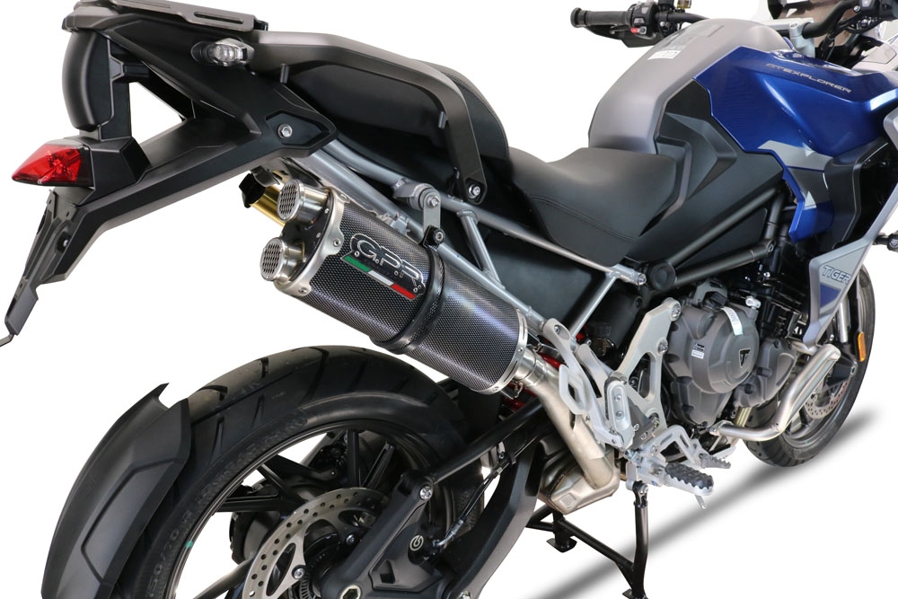Exhaust compatible with Triumph Tiger 1200 Gt - Rally 2022-2024, Dual Poppy, Slip-on exhaust including removable db killer and link pipe, EPA-compliant 