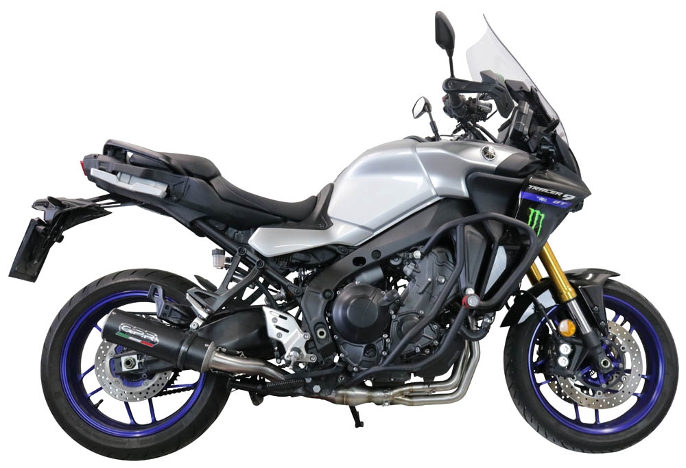 Exhaust compatible with Yamaha Tracer 9 2021-2024, M3 Black Titanium, Full system exhaust including removable db killer and catalyst 