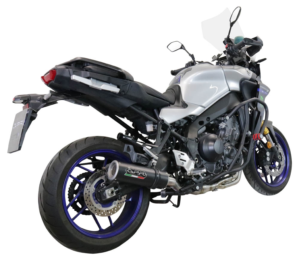 Exhaust compatible with Yamaha Tracer 9 2021-2024, M3 Black Titanium, Full system exhaust including removable db killer and catalyst 