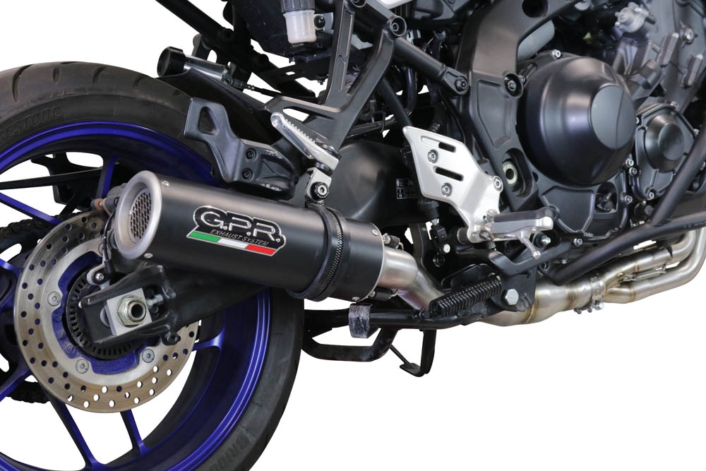 Exhaust compatible with Yamaha Tracer 9 2021-2024, M3 Black Titanium, Full system exhaust including removable db killer and catalyst 