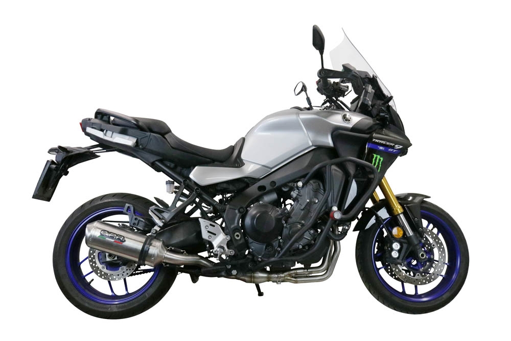 Exhaust compatible with Yamaha Tracer 9 2021-2024, Satinox , Full system exhaust including removable db killer and catalyst 