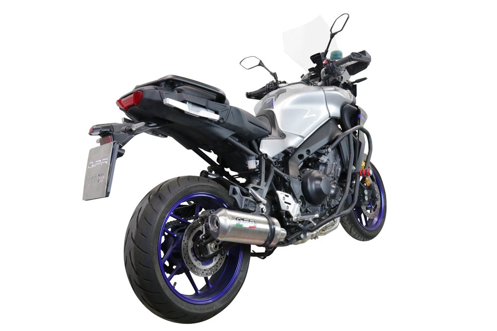 Exhaust compatible with Yamaha Tracer 9 2021-2024, Satinox , Full system exhaust including removable db killer and catalyst 
