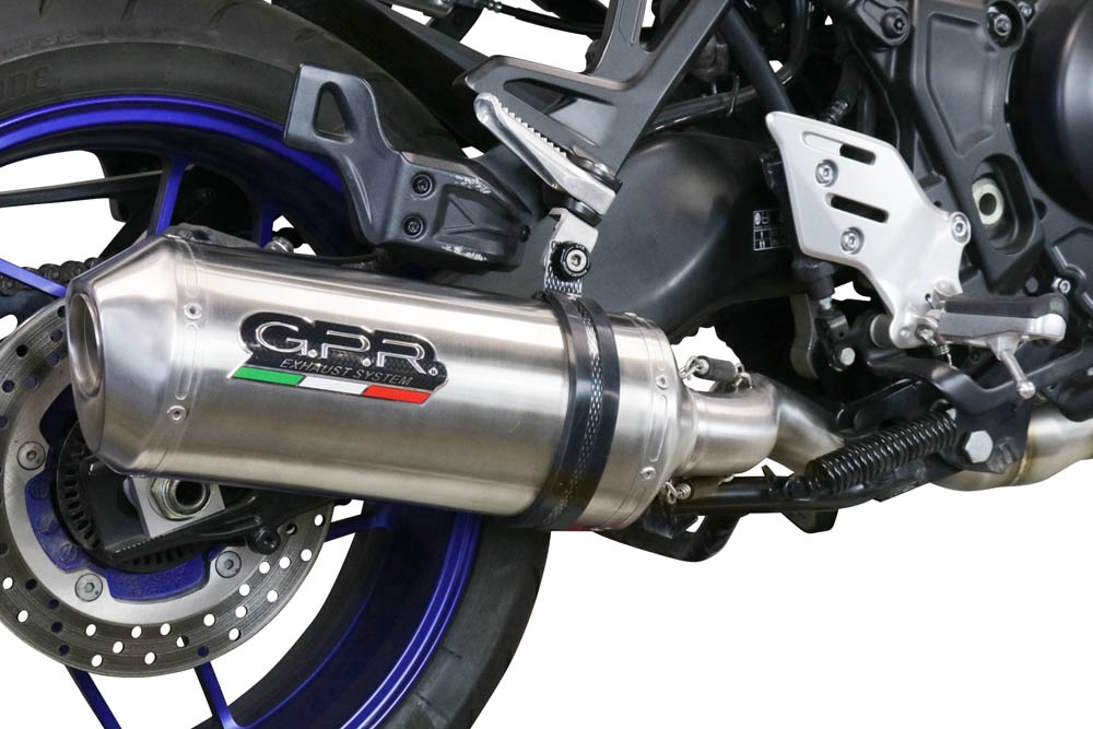 Exhaust compatible with Yamaha Tracer 9 2021-2024, Satinox , Full system exhaust including removable db killer and catalyst 