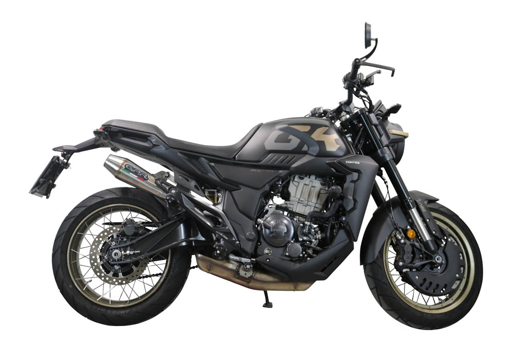 Exhaust compatible with Zontes 350 R1 2022-2024, Ultracone, Slip-on exhaust including removable db killer and link pipe, EPA-compliant 