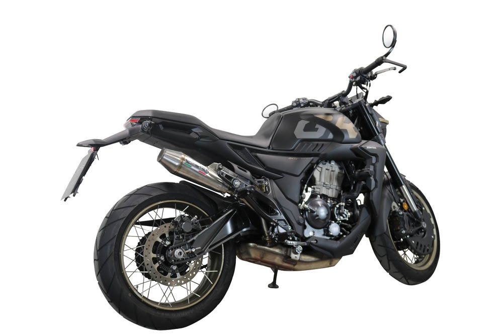 Exhaust compatible with Zontes 350 R1 2022-2024, Ultracone, Slip-on exhaust including removable db killer and link pipe, EPA-compliant 