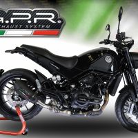 Exhaust compatible with Benelli Leoncino 500 Trail 2017-2024, Gpe Ann. Black titanium, Slip-on exhaust including removable db killer and link pipe 