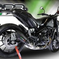 Exhaust compatible with Benelli Leoncino 500 Trail 2017-2024, Gpe Ann. Black titanium, Slip-on exhaust including removable db killer and link pipe 