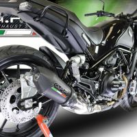 Exhaust compatible with Benelli Leoncino 500 Trail 2017-2024, Gpe Ann. Black titanium, Slip-on exhaust including removable db killer and link pipe 