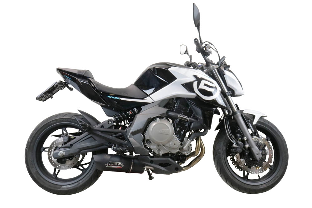 Exhaust compatible with Cf Moto 400 NK 2021-2023, Furore Nero, Slip-on exhaust, including link pipe and removable db killer 