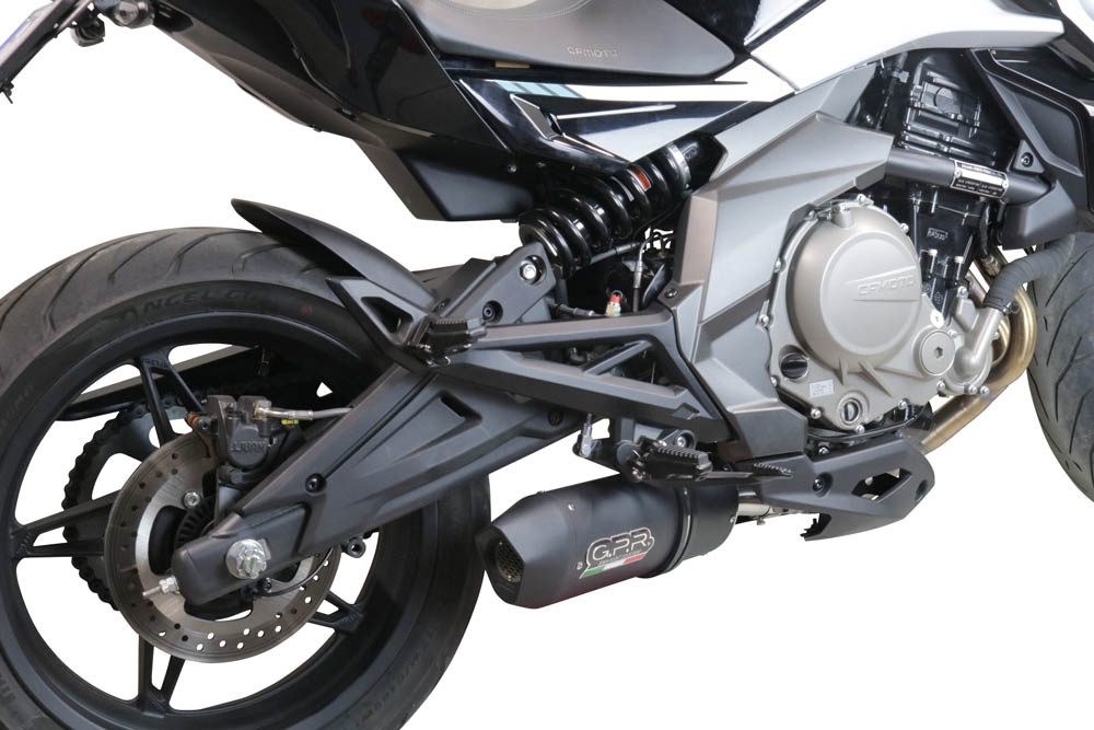 Exhaust compatible with Cf Moto 400 NK 2021-2023, Furore Nero, Slip-on exhaust, including link pipe and removable db killer 