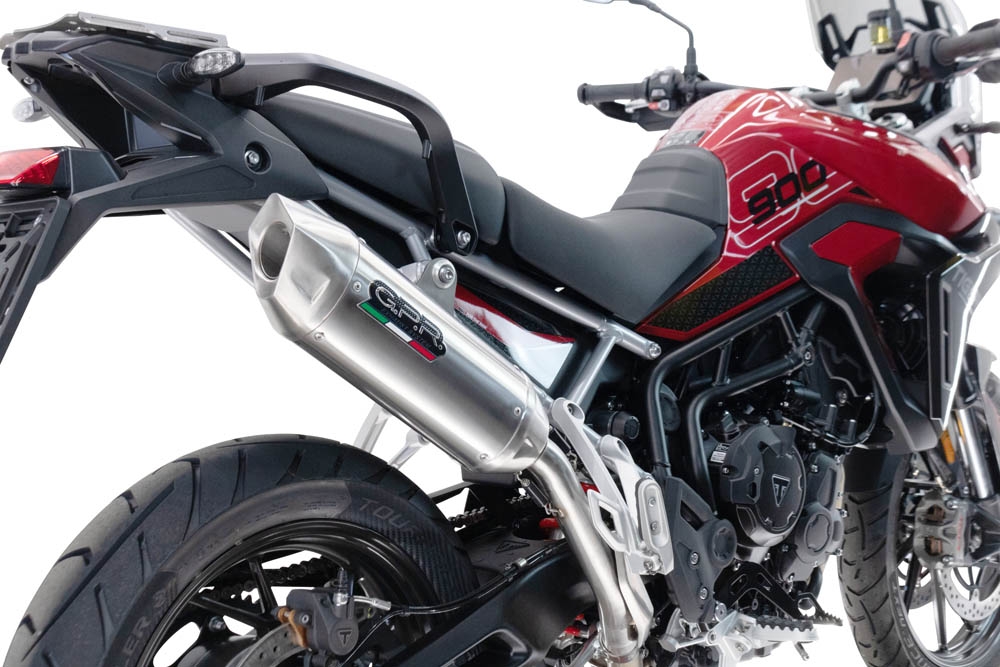 Exhaust compatible with Triumph Tiger 900 GT / Pro / Rally Pro 2024-2025, Furore-X Acciaio Inox, Slip-on exhaust including removable db killer and link pipe 
