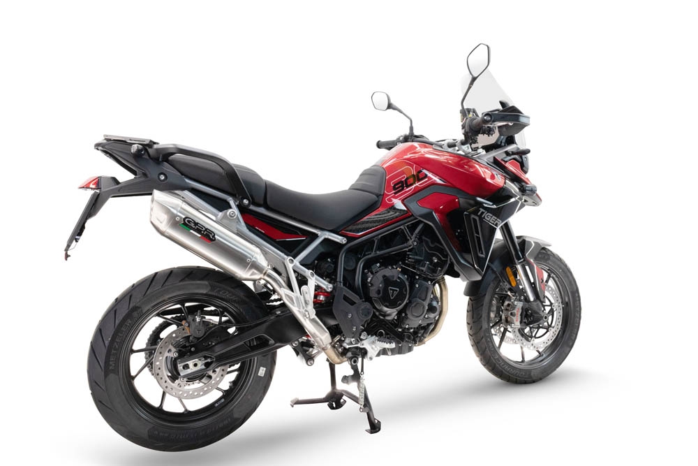 Exhaust compatible with Triumph Tiger 900 GT / Pro / Rally Pro 2024-2025, Furore-X Acciaio Inox, Slip-on exhaust including removable db killer and link pipe 