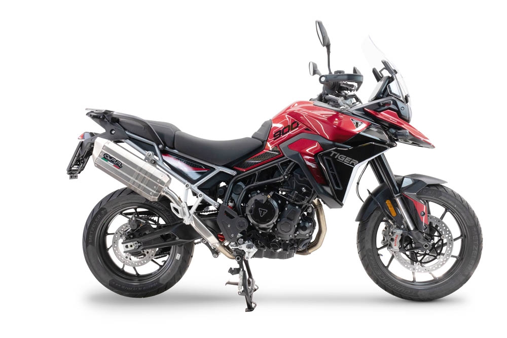 Exhaust compatible with Triumph Tiger 900 GT / Pro / Rally Pro 2024-2025, Hyper Sonic Titanium, Slip-on exhaust including removable db killer and link pipe 