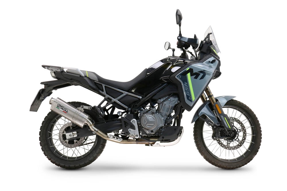GPR exhaust compatible with Cf Moto 450 MT 2024-2025, Dune Triovale Titanio, Slip-on exhaust including removable db killer and link pipe, EPA-compliant 