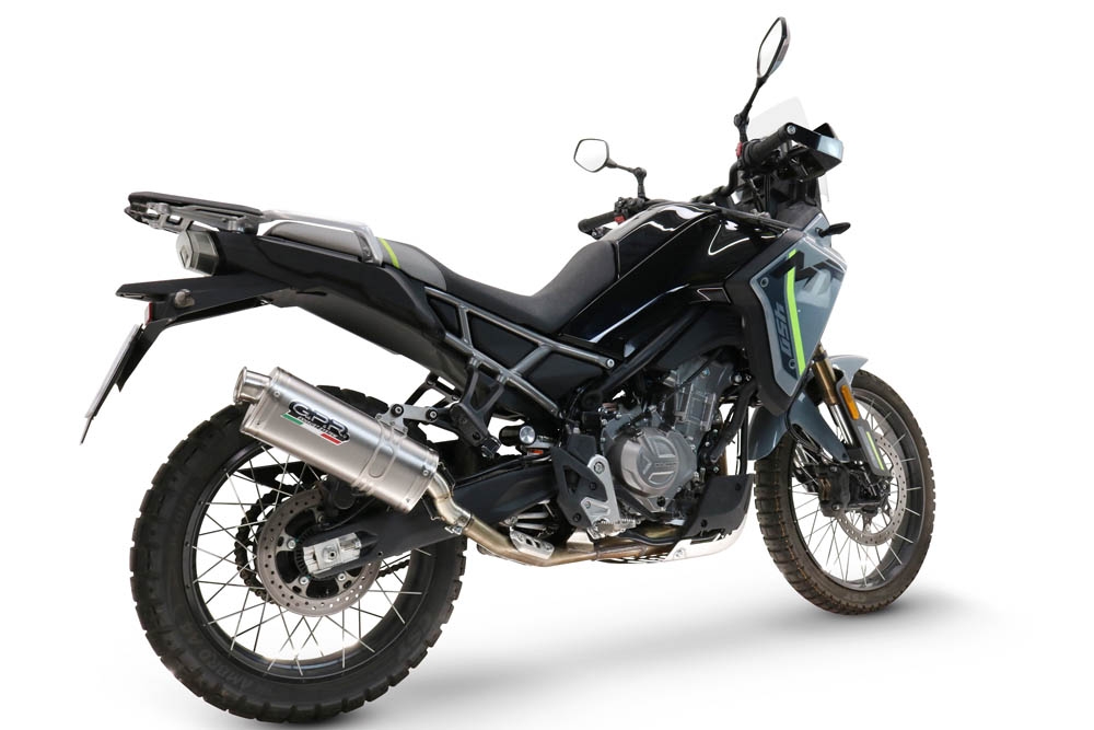 GPR exhaust compatible with Cf Moto 450 MT 2024-2025, Dune Triovale Titanio, Slip-on exhaust including removable db killer and link pipe, EPA-compliant 