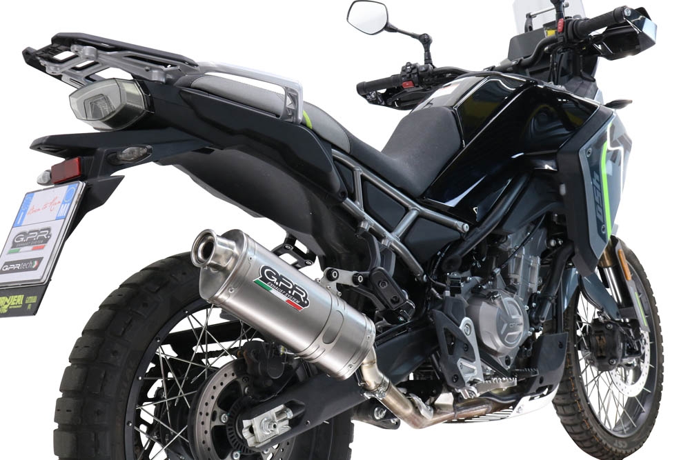 GPR exhaust compatible with Cf Moto 450 MT 2024-2025, Dune Triovale Titanio, Slip-on exhaust including removable db killer and link pipe, EPA-compliant 