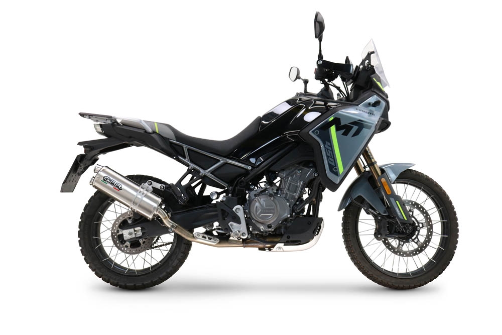 GPR exhaust compatible with  Cf Moto 450 MT 2024-2025, Dual Inox, Slip-on exhaust including removable db killer, link pipe and catalyst 