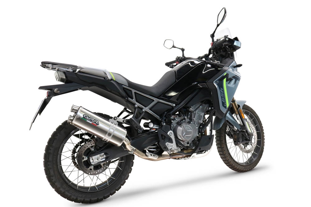 GPR exhaust compatible with  Cf Moto 450 MT 2024-2025, Dual Inox, Slip-on exhaust including removable db killer, link pipe and catalyst 