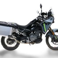 GPR TECH compatible con  Cf Moto 800 Mt Touring 2025/2026 e5 plus Par de maletas laterales en aluminio con lado derecho contorneado, color plata con portaequipajes específico Capacidad 38 LT. + 32 LT.