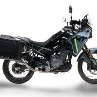 GPR TECH compatible con  Cf Moto 800 Mt Touring 2025/2026 e5 plus Par de maletas laterales en aluminio con lado derecho contorneado, color negro con portaequipajes específico Capacidad 38 LT. + 32 LT.