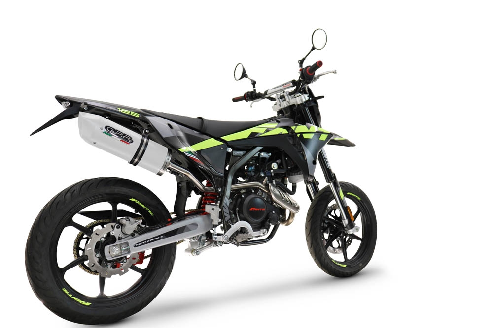 GPR exhaust compatible with  Fantic Motor XEF 125 Enduro 125 Competition/Performance 2025-2026, Albus Ceramic, Slip-on exhaust including link pipe and removable db killer 