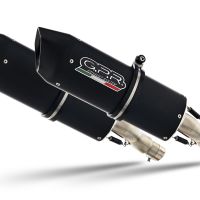 Exhaust compatible with Aprilia Pegaso 3 650 - Pegaso i.e. 1997-2000, Furore Nero, Dual slip-on including removable db killers and link pipes, EPA-compliant 