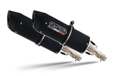 GPR escape compatible con  Triumph Speed Triple 1050  2005-2010, Furore Nero, Par de terminales de escape homologados, con db killer extraíbles y tubos de conexión específicos 