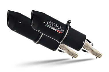 Exhaust compatible with Aprilia Pegaso 3 650 - Pegaso i.e. 1997-2000, Furore Nero, Dual slip-on including removable db killers and link pipes 