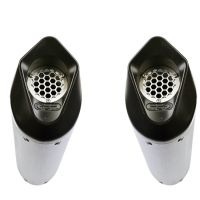 Exhaust compatible with Aprilia Dorsoduro 1200 2011-2016, Furore Evo4 Nero, Dual slip-on including removable db killers and link pipes, not EPA-compliant 