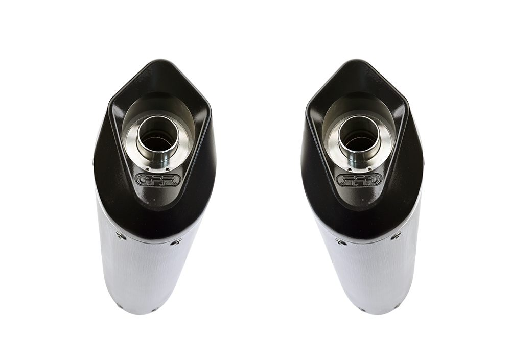 Exhaust compatible with Aprilia Dorsoduro 750 2008-2016, Furore Nero, Dual slip-on including removable db killers and link pipes, EPA-compliant 