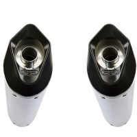 Exhaust compatible with Aprilia Dorsoduro 750 2008-2016, Furore Nero, Dual slip-on including removable db killers and link pipes, EPA-compliant 