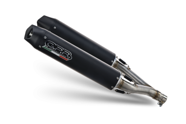 Exhaust compatible with Aprilia Dorsoduro 750 2008-2016, Furore Nero, Dual slip-on including removable db killers and link pipes 