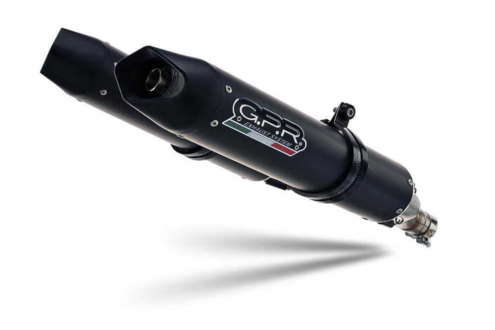 Exhaust compatible with Aprilia Dorsoduro 750 2008-2016, Furore Nero, Dual slip-on including removable db killers and link pipes, EPA-compliant 