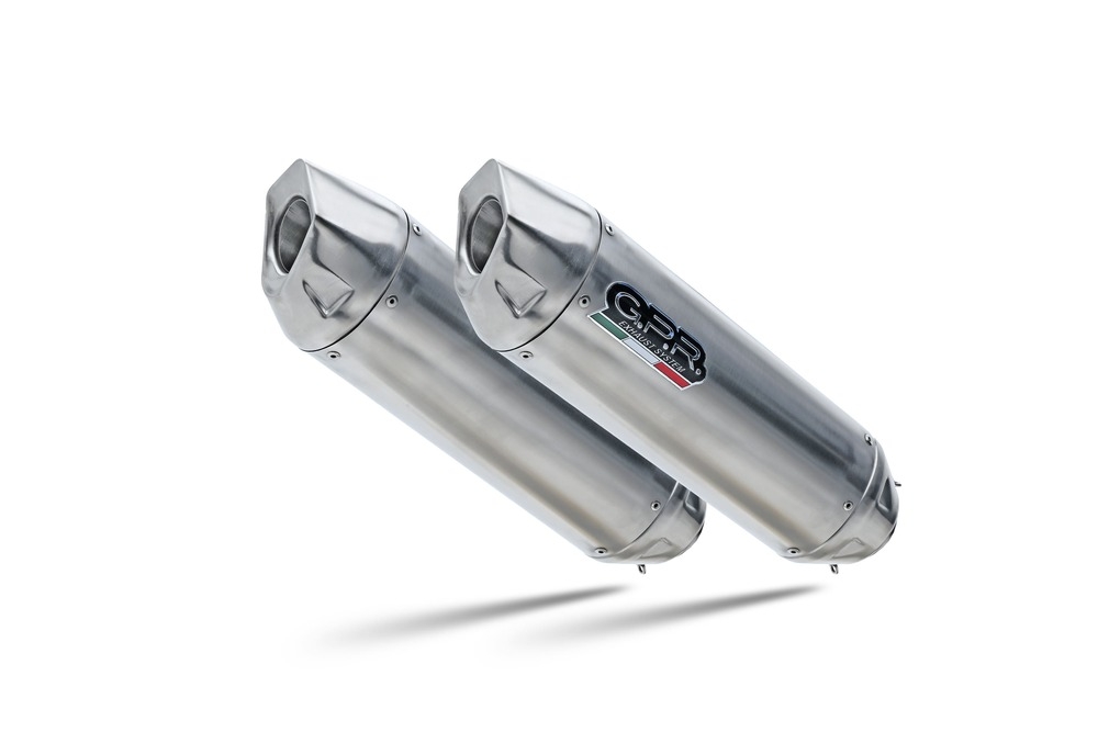 GPR exhaust compatible with  Aprilia Etv Caponord 1000 Rally 2001-2007, Furore-X Inox, Dual slip-on exhausts including removable db killers, link pipes and catalysts,  EPA-compliant 