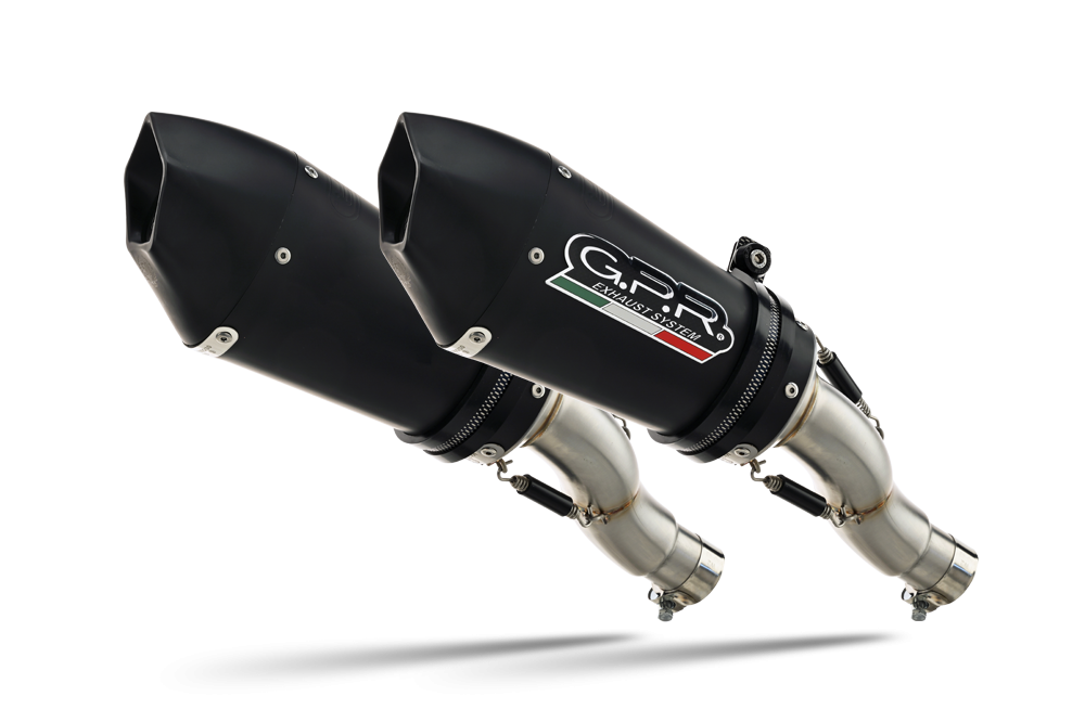 Exhaust compatible with Ducati Hypermotard 1100 - 1100 Evo 2007-2012, Gpe Ann. Black titanium, Dual slip-on including removable db killers and link pipes 