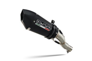 Exhaust compatible with Aprilia RS 457 2024-2025, Gpe Ann. Black titanium, Slip-on exhaust including link pipe and removable db killer 
