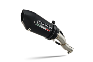 Exhaust compatible with Benelli Leoncino 500 2017-2024, Gpe Ann. Black titanium, Slip-on exhaust including removable db killer and link pipe 