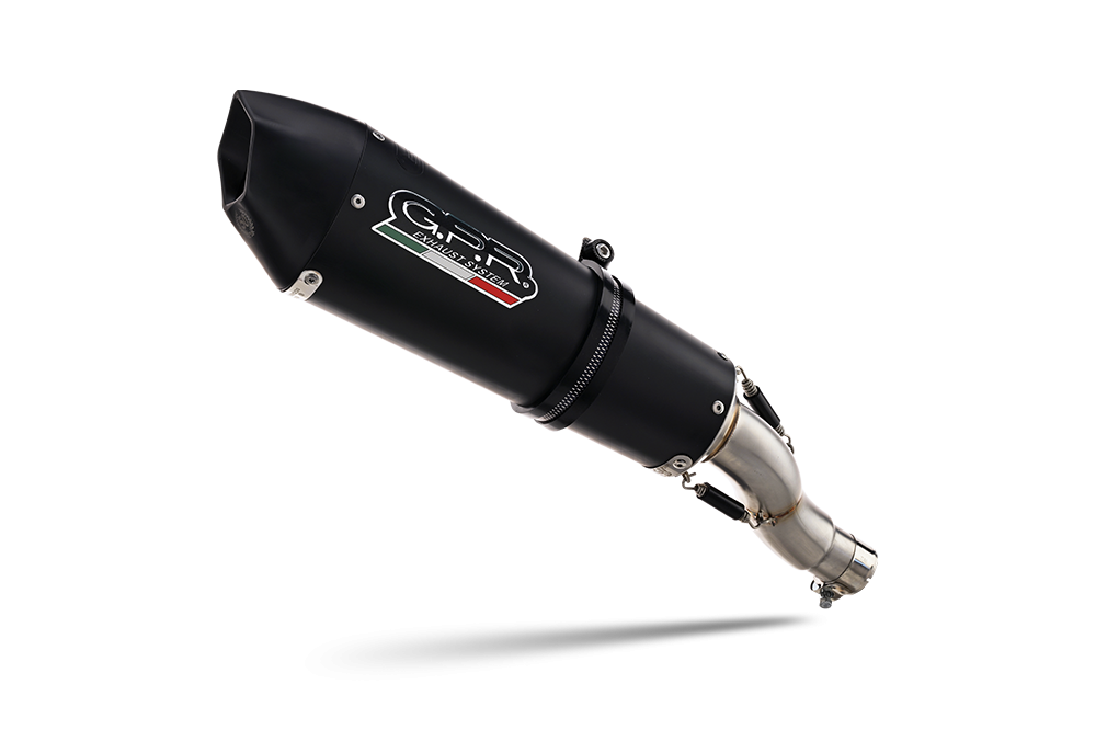 Exhaust compatible with Cf Moto 650 Nk 2021-2024, Gpe Ann. Black titanium, Slip-on exhaust including link pipe and removable db killer 